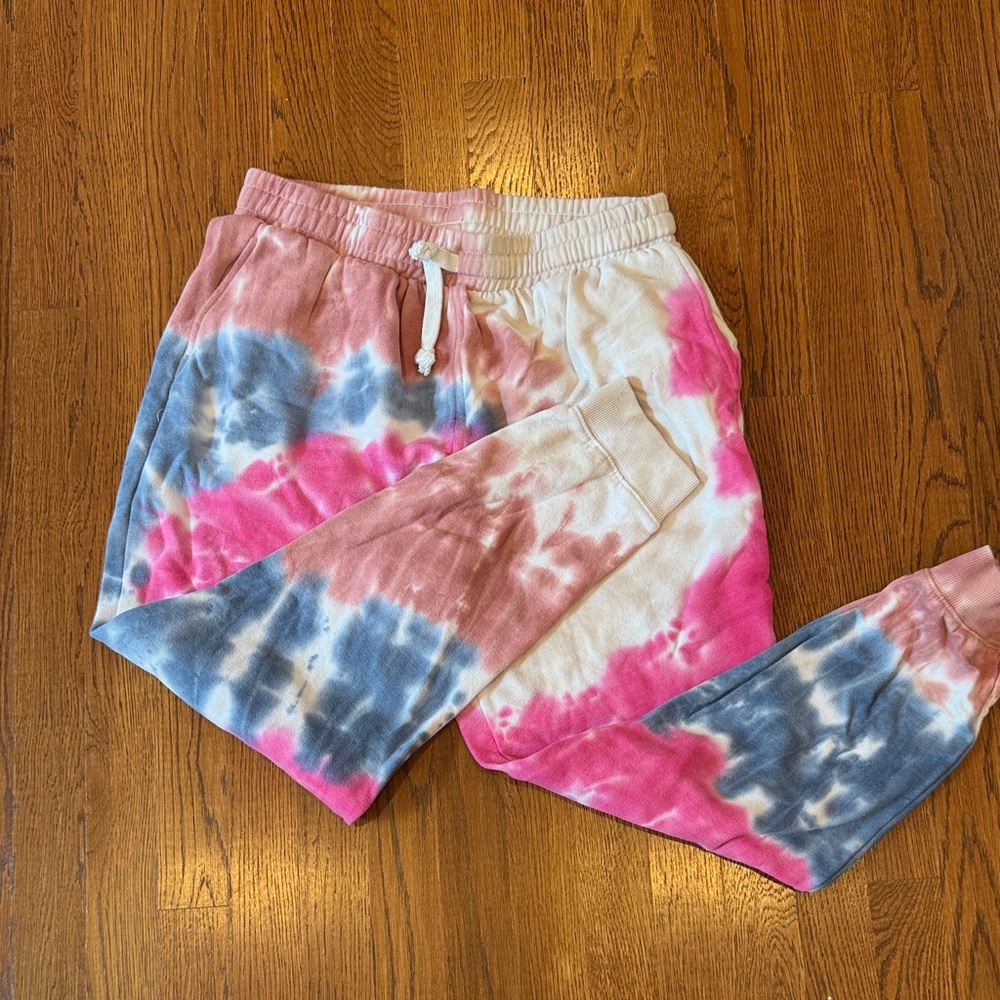 Tie-Dye women’s Jogger Pants in Pink, Blue & White